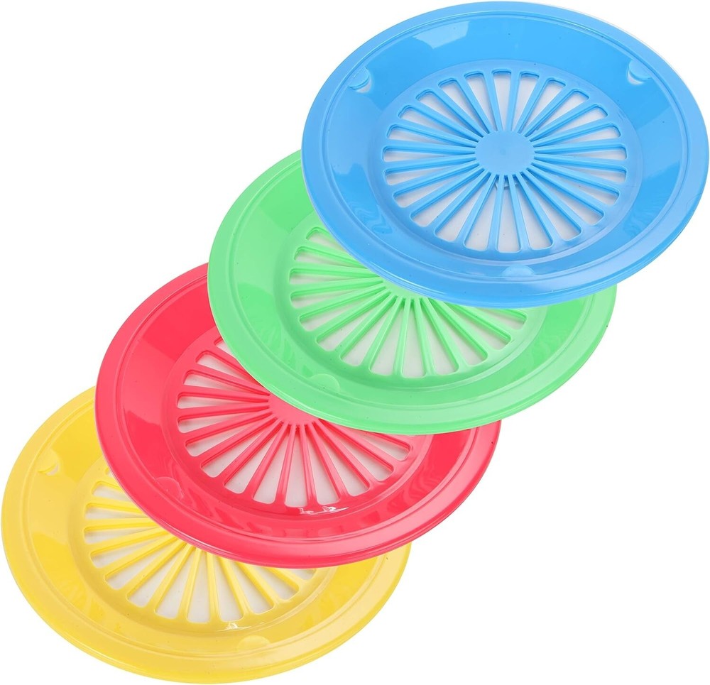10-Inch Reusable Plastic Paper Plate Holders, Picnic Supplies (12 Set - Assor...