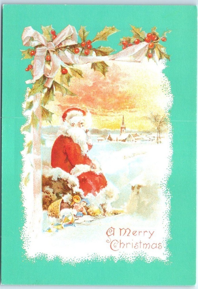 Postcard - Santa Claus & Holiday Art Print - Greeting Card - A Merry Christmas