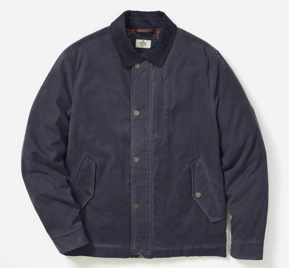 🧡NWT*Marine Layer Weston Wax Canvas Barn Jacket Men's Size L - Navy MSRP$248