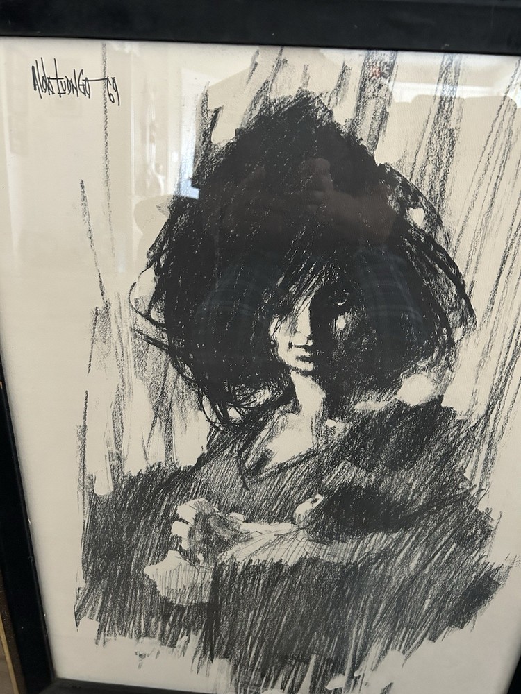 Abstract PAINTING Aldo Luongo Mother and Child baby Vintage 1969 21x27