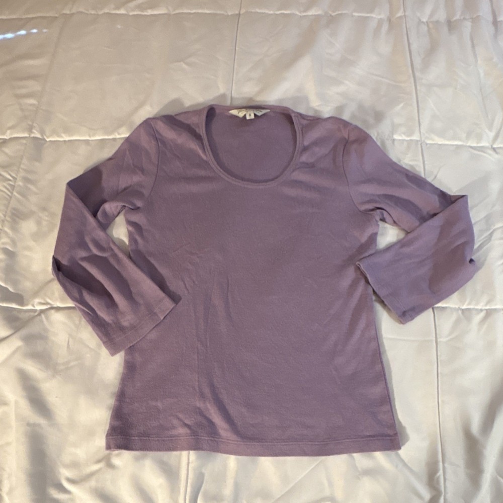 Brooks Brothers Purple Solid Knit Scoop Neck 3/4 Sleeve Top Women’s S Regular