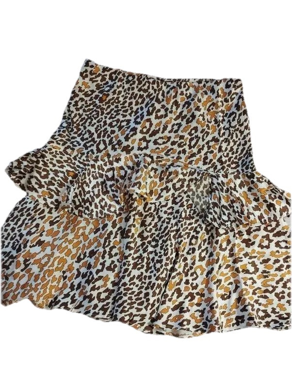 Roberto Cavalli Women Leopard Print Skirt Silk Size 40 (S)