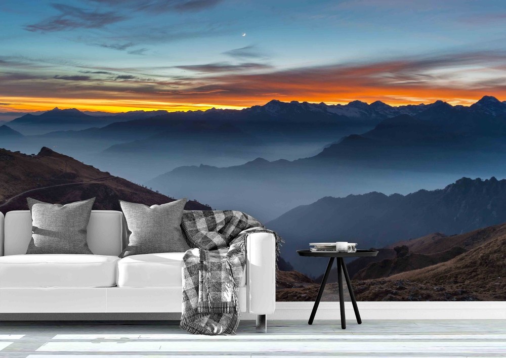 3D Sky Mountain Sunset Landscape Wall Murals Wallpaper Murals Wall Sticker