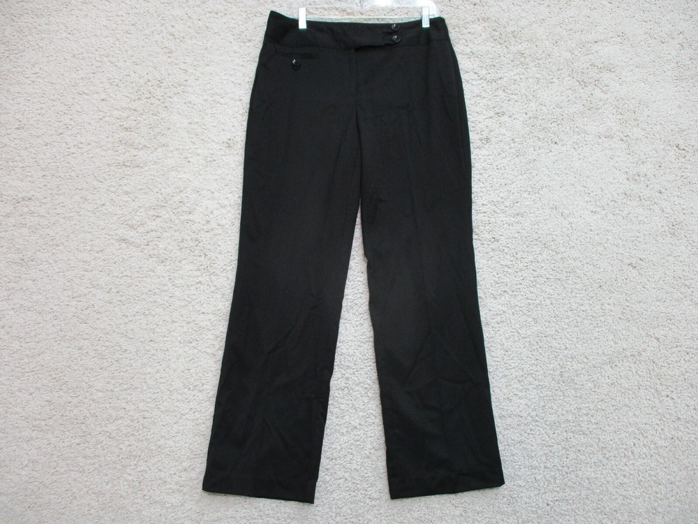 RQT Pants 8 Womens Regular Size Black Dress Slacks Casual Straight Leg Stretch