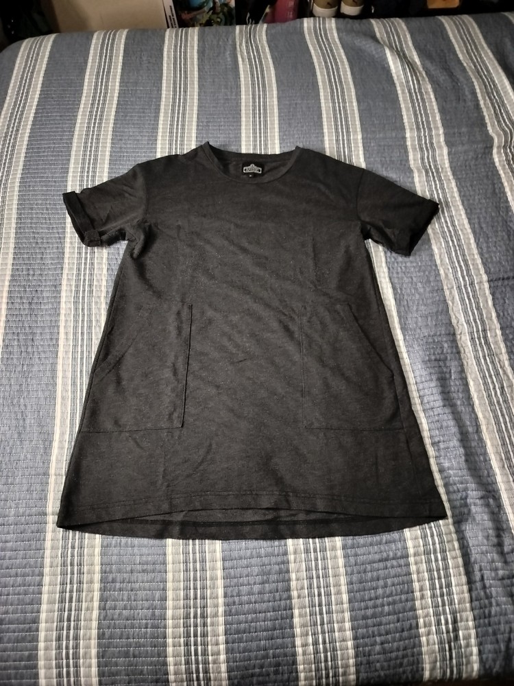 Angie Women's Tee Shirt Dress Gray Size M Short Sleeve Pullover Casual