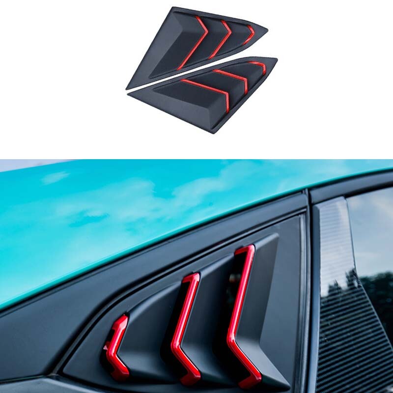 Black+Red Honda Civic 10th Cover Trim For 2016-2021 Side Window Louver Shutter