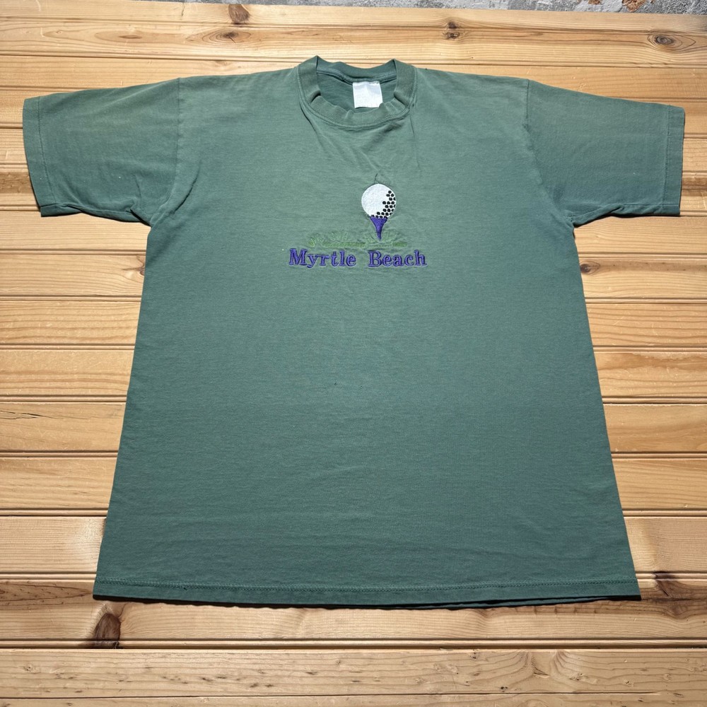 Vintage 90s Myrtle Beach South Carolina Golf Embroidered Souvenir T-Shirt Large