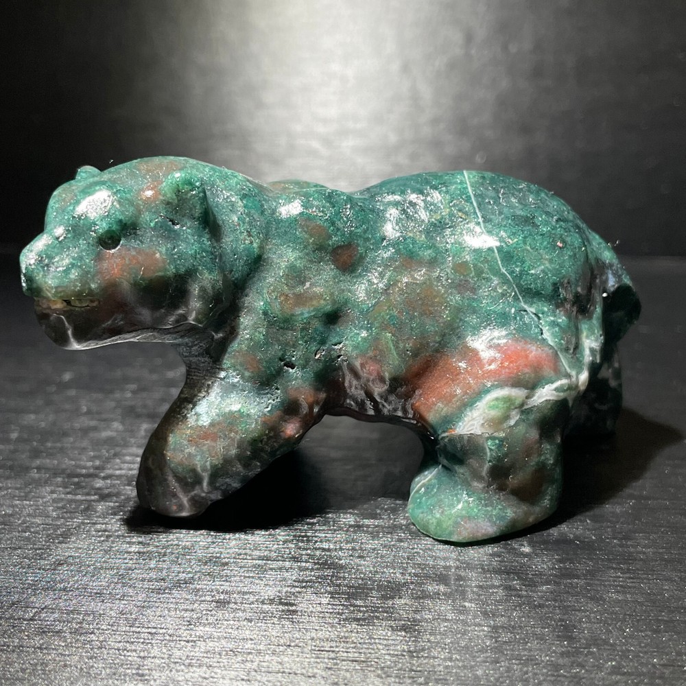 Natural ocean jasper hand carved polar bear quartz crystal decoration healing