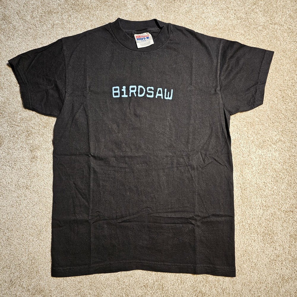 Vintage 90s Black Beefy BIRDSAW Mens S Band T-shirt Rock Grunge Skate Emo Punk