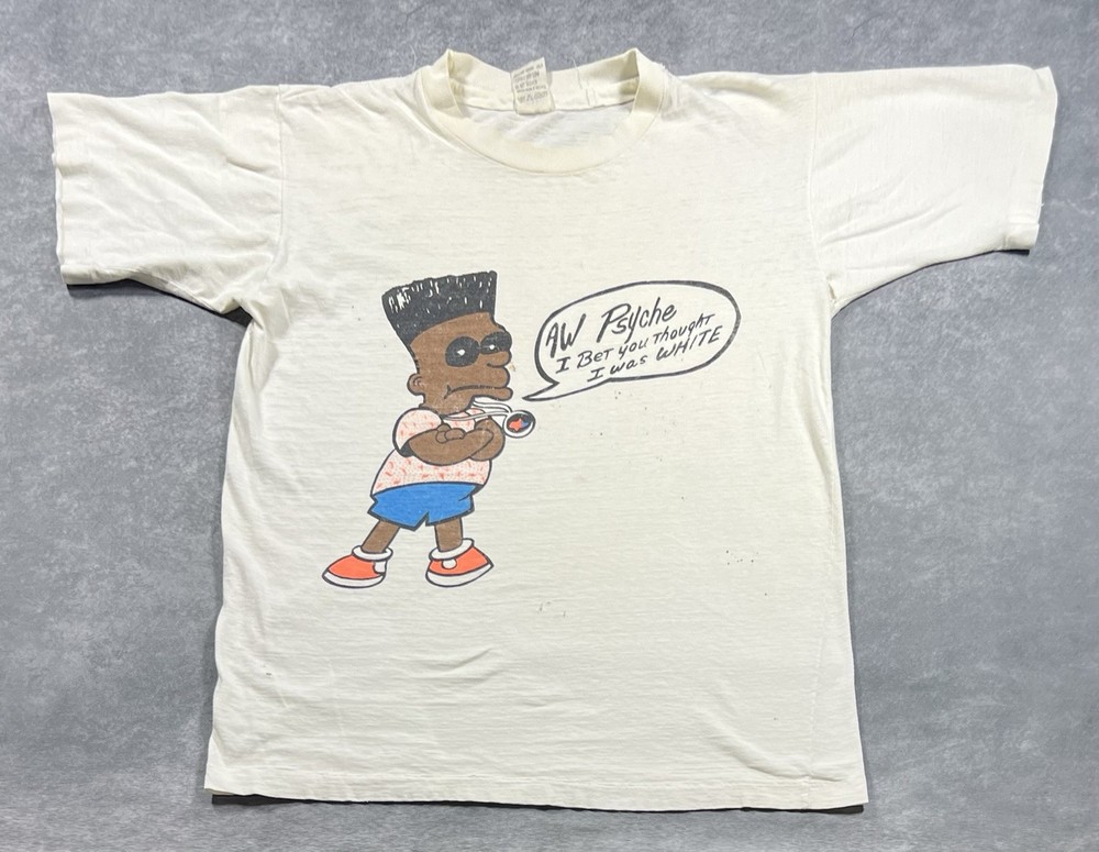 Vintage 90s Black Bart Simpson Shirt Size L You Thought I Was White