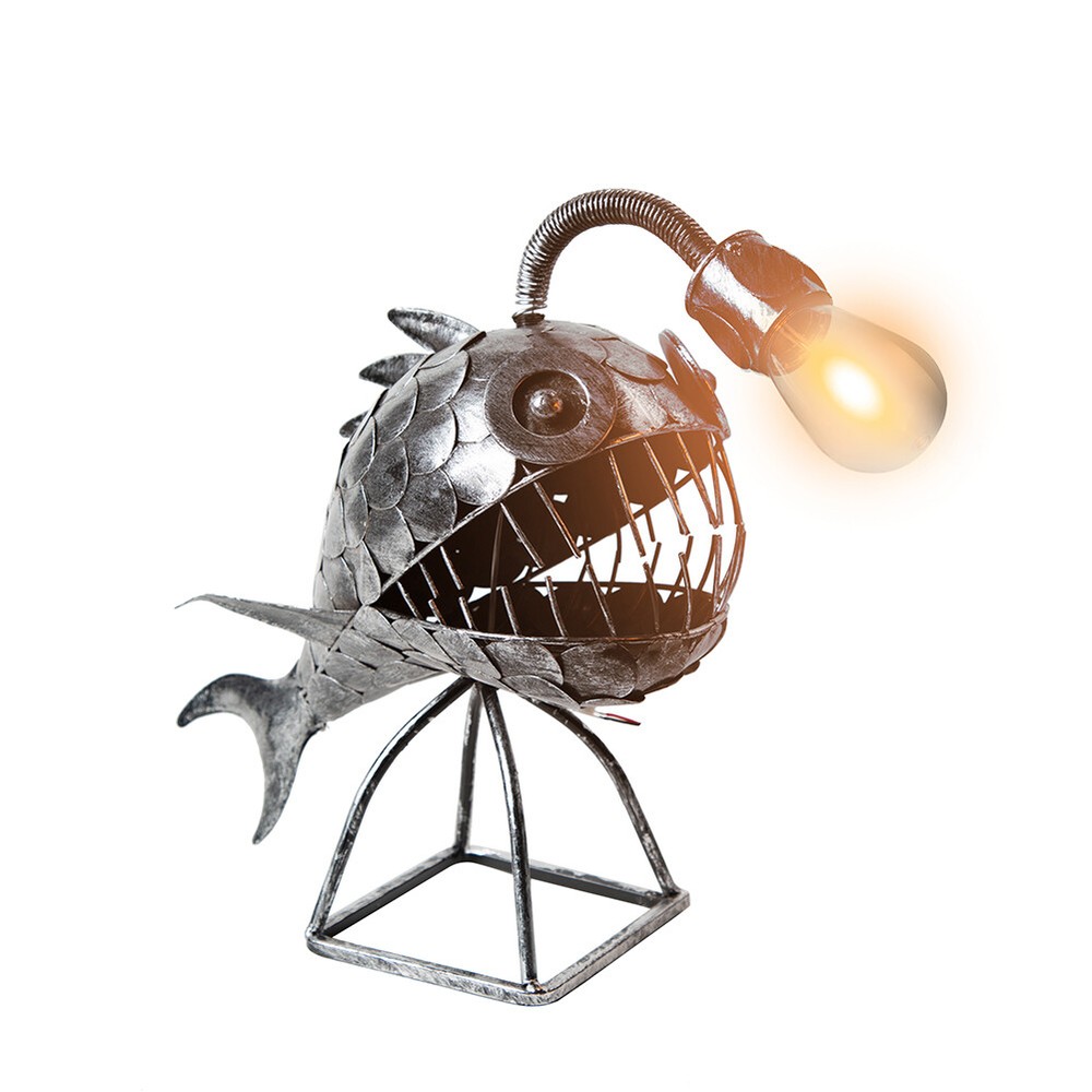 Handmade Angler Fish Lamp Head Simulation Fish Light Home Desktop Art Decoration