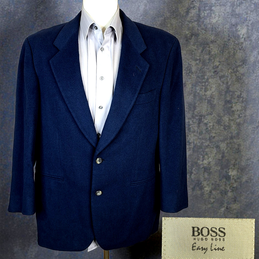 Hugo Boss Jacket Blazer Mens 42R Blue Made in Italy VL Angora Rabbit Wool