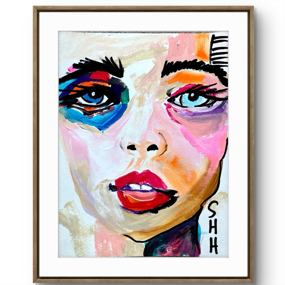 TITA PAINTZ Woman Modern Urban Neo-Expressionist Portrait Hand Painted Wall Art