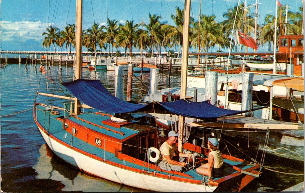 Dr Jim Stamps Postcard Yacht Basin Fort Myers Florida Unposted