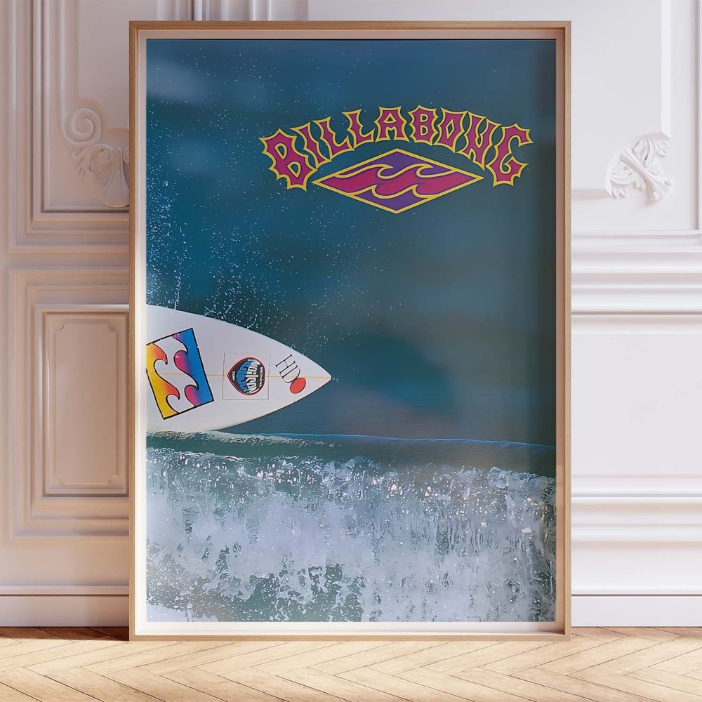 Vintage Surf Culture Wooden Framed Poster 12x18