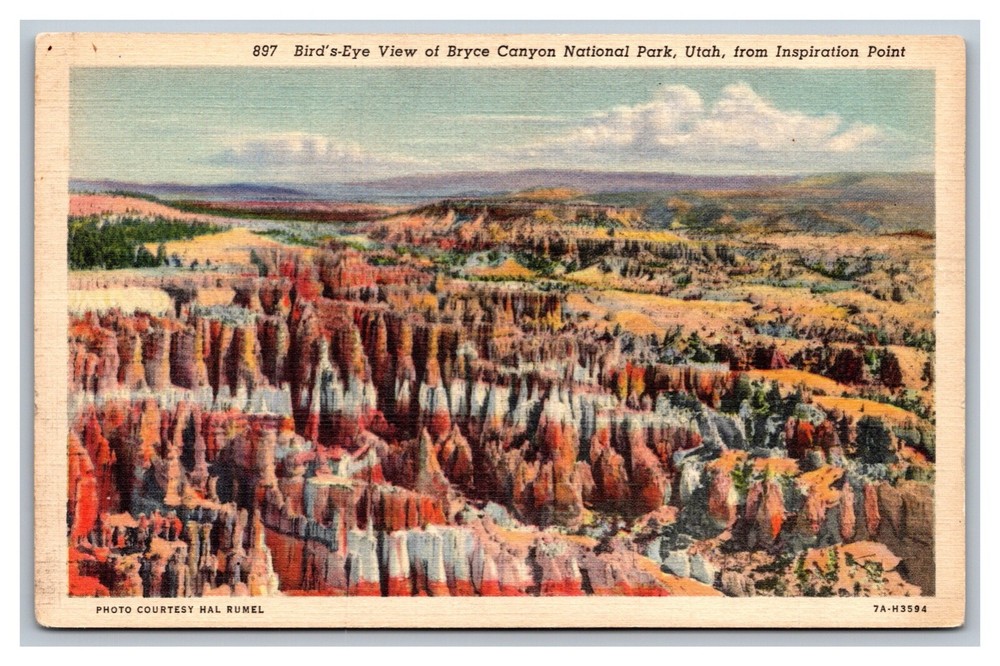 Bryce Canyon National Park, UT Utah, Bird's Eye View Inspiration Point, Postcard