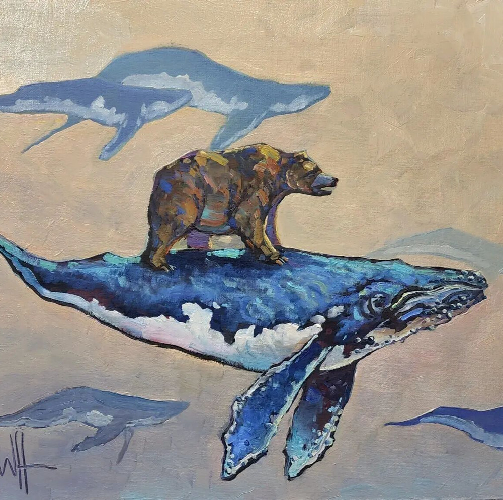 Fantasy Art Giclee Print Neo Impressionism Wildlife Canvas Signed Hawkins R35