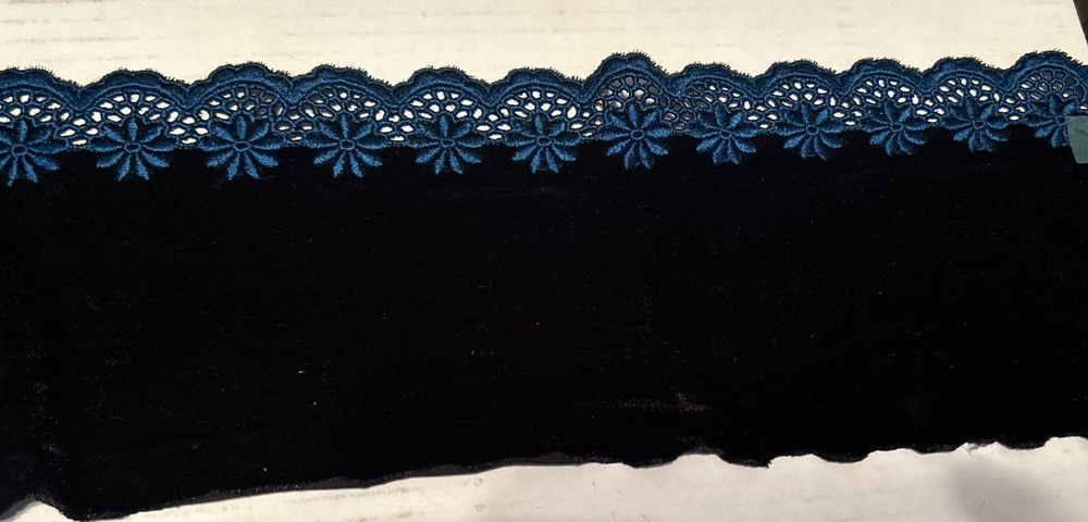 Embroidered Floral Black Velvet Sewing/Crafts/Skirts/5 