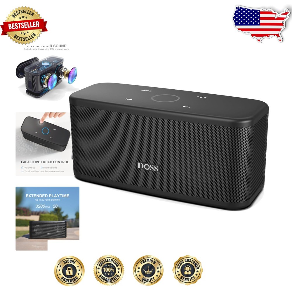 Wireless Stereo Bluetooth Speaker with Touch Control - 16W HD Sound Experience