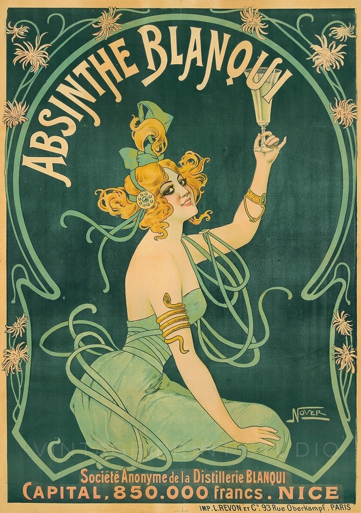 French Absinthe Blanqui 1890s Art Nouveau Liquor Giclee Canvas Print 20x28-image