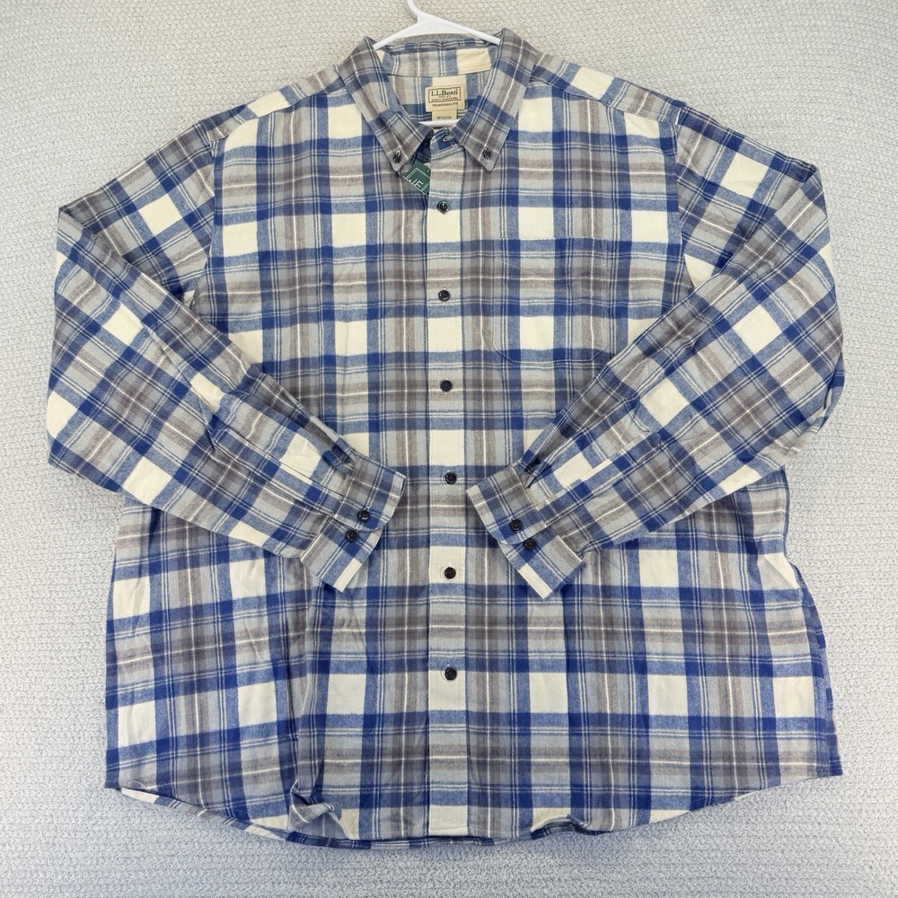 L.L. Bean Scotch Plaid Flannel Shirt Mens 2XL Multicolor Traditional Fit