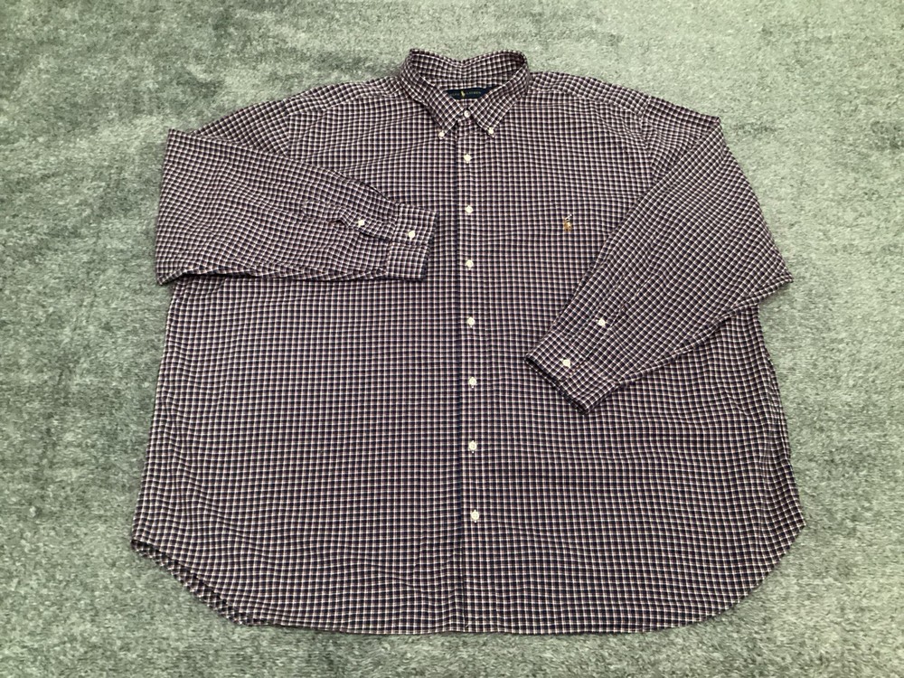 Polo Ralph Lauren Mens 4XB Multicolor Cotton Checkered Long Sleeve Button Shirt