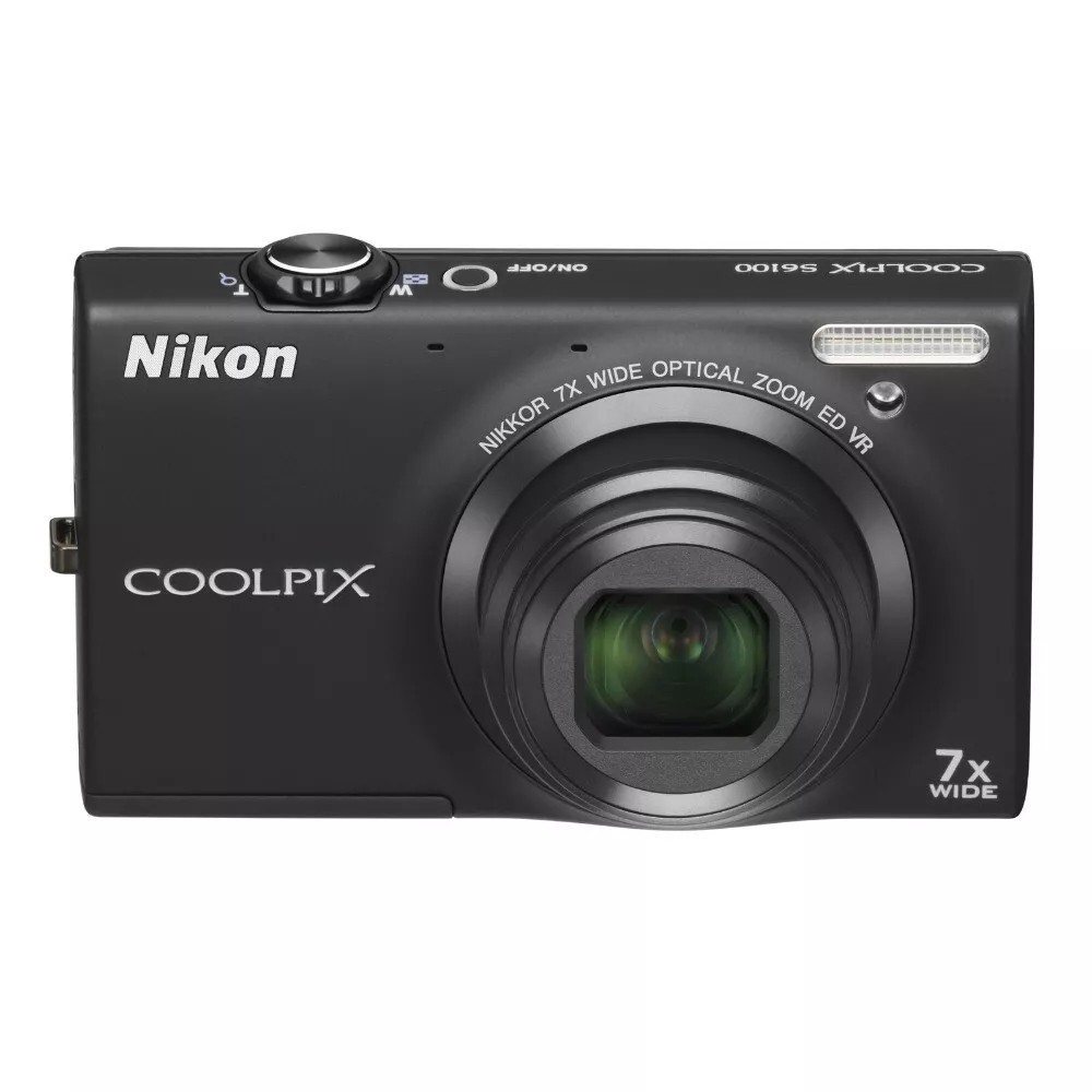 Nikon COOLPIX S6100 CCD digital camera Black 16MP 7x optical zoom,Built-in Flash