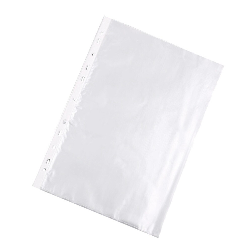 100PCS Clear File Protector Acid Free Sheet Protectors A4 Transparent 11 Hole-image