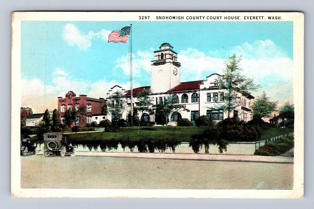 Everett WA-Washington Snohomish County Court House Vintage Postcard
