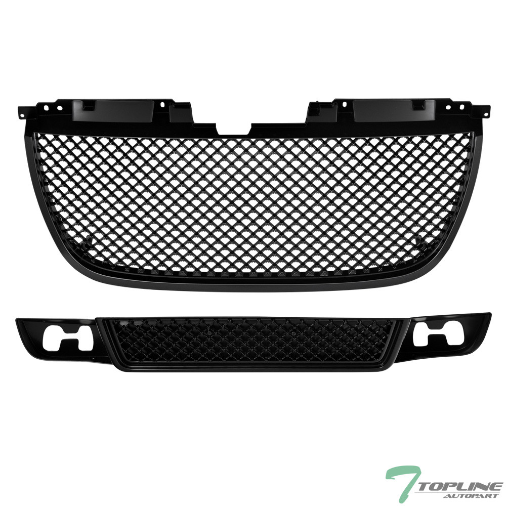 2007-2014 GMC Yukon Denali Mesh Hood & Bumper Grille in Matte Black