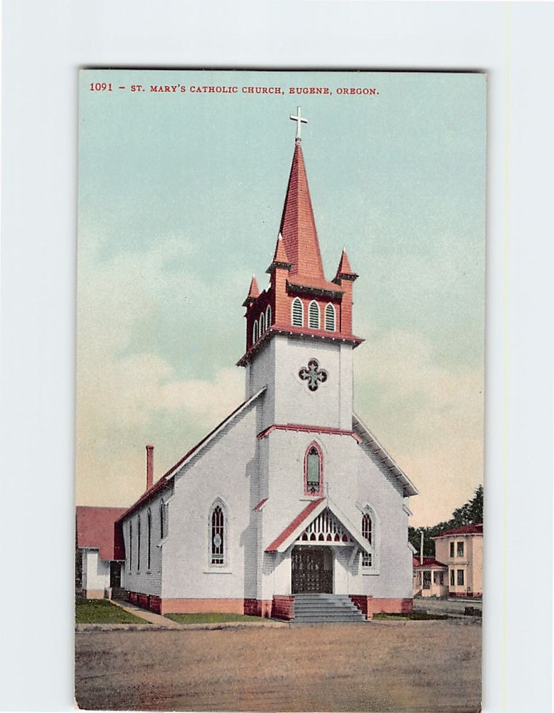 Postcard St Mary's Catholic Church Eugene Oregon USA