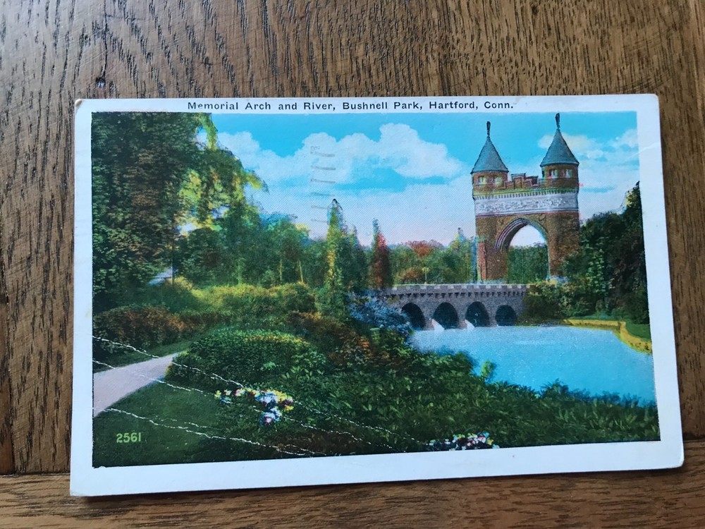 Memorial Arch and River Bushnell Park Hartford Connecticut Postcard