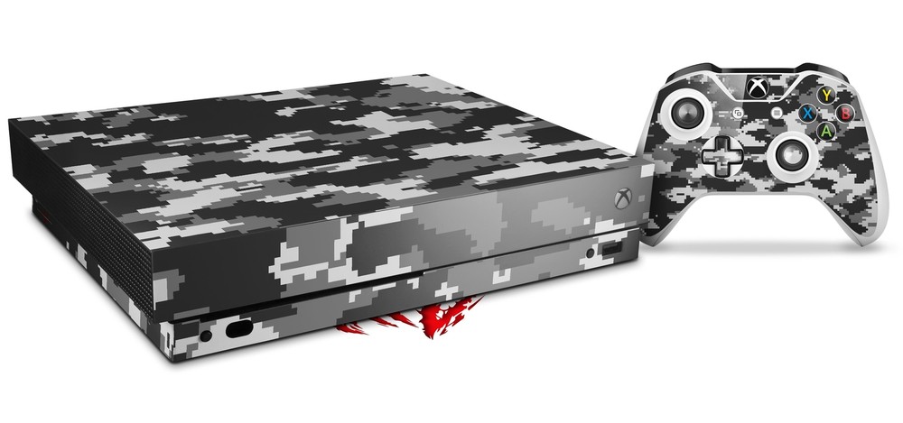 Skin Set for XBOX One X WraptorCamo Digital Camo Gray