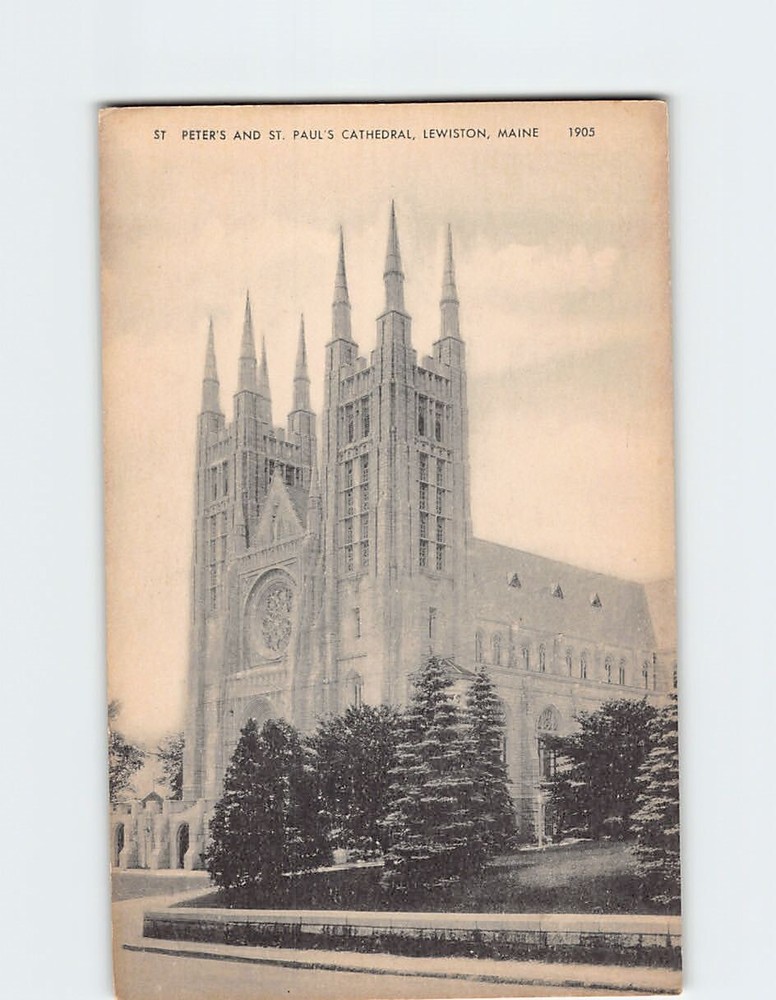Postcard St. Peter's and St. Paul's Cathedral Lewiston Maine USA
