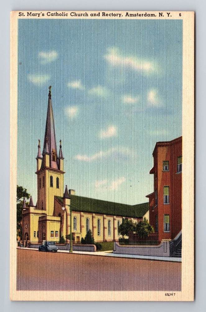 Amsterdam NY-New York, St Mary's Catholic Church, Religion, Vintage Postcard