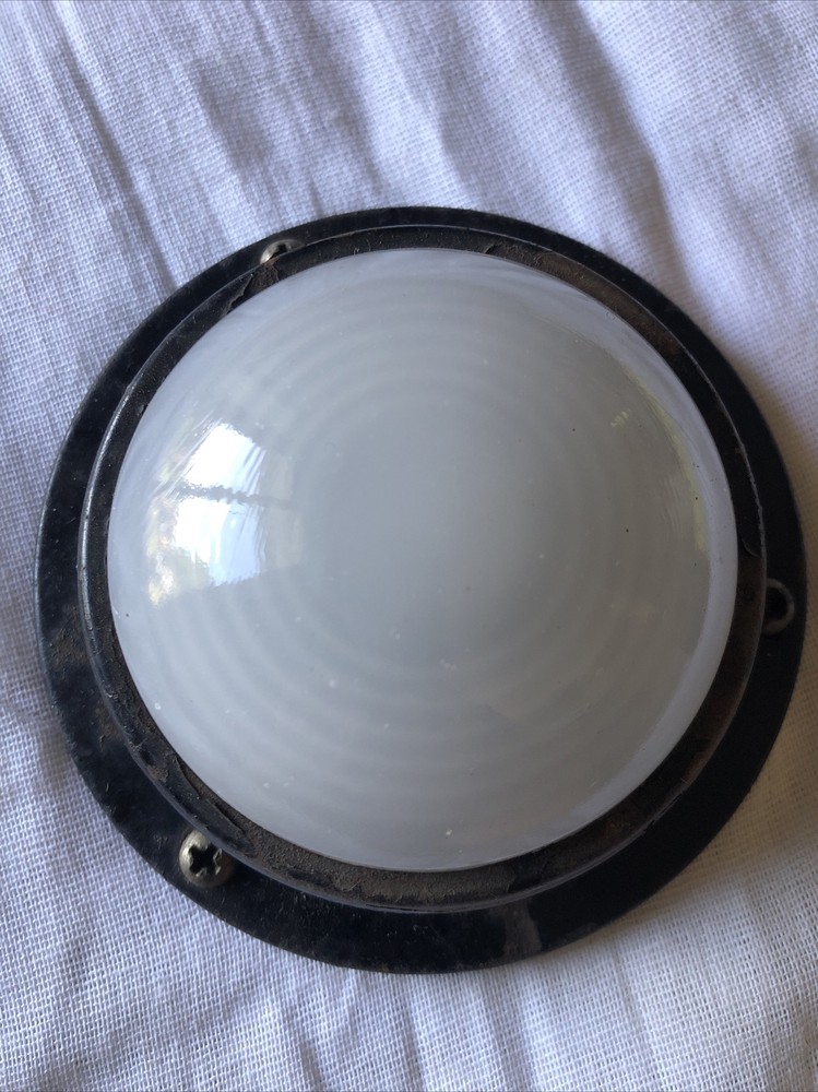 Vintage Back Up Light Lamp Reverse Frosted Glass Lens Metal Housing