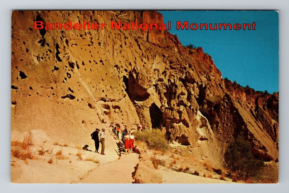 Santa Fe NM-New Mexico, Cave Kiva, Bandelier, Antique, Vintage Souvenir Postcard