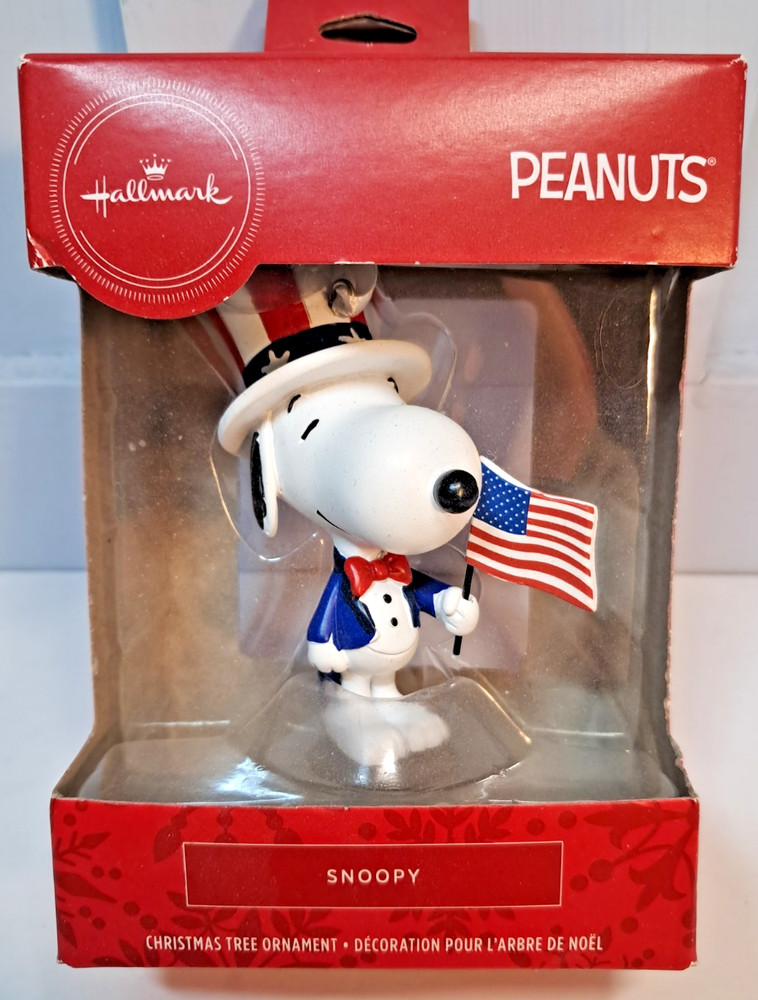 Hallmark Keepsake Snoopy Peanuts Patriotic Themed Christmas Tree Ornament
