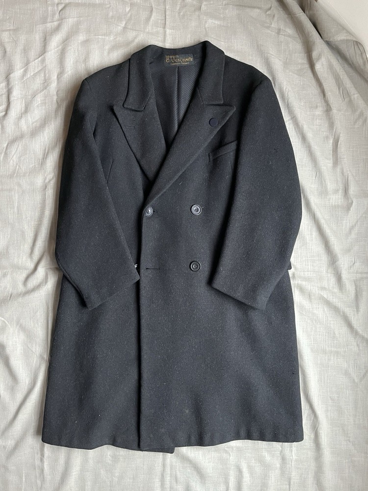 [30–40s] Wool Double-Breasted Black Coat
