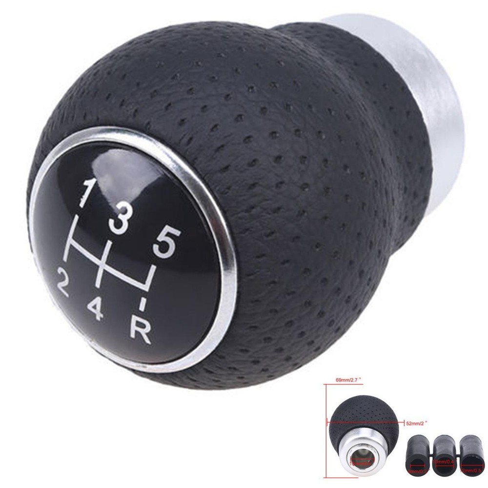 5-Speed Manual Gear Shift Knob with Black Leather & Aluminum