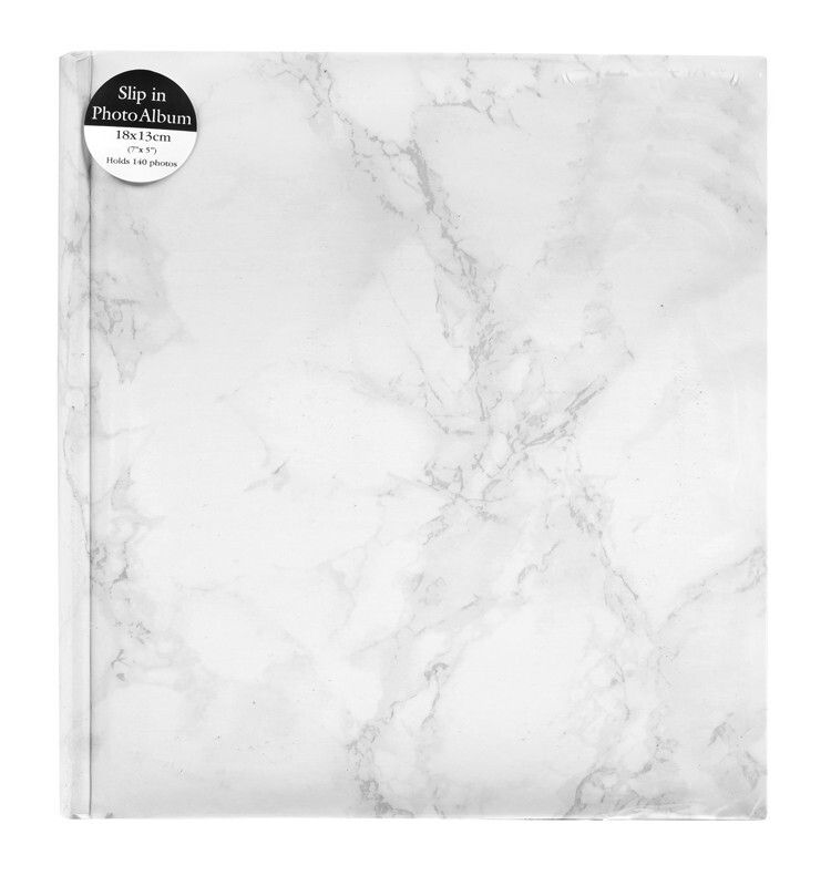 Grey Marble Effect Wedding Holiday Photo Album Holds 140 5 x 7