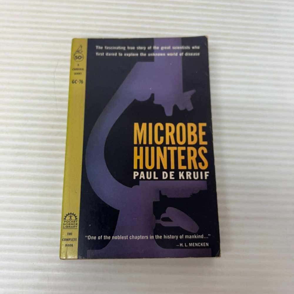 Microbe Hunters Science Paperback Book by Paul de Kruif from Cardinal Books 1962