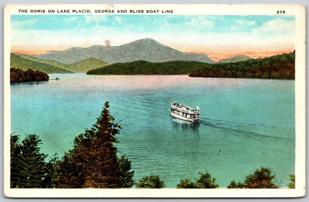 The Doris On Lake Placid George & Bliss Boat Line Unposted VINTAGE Postcard