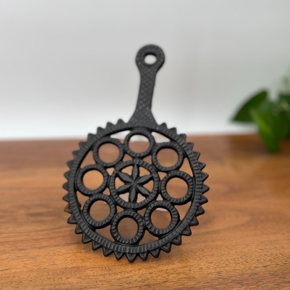 Vintage Cast Iron Hex Pattern Trivet