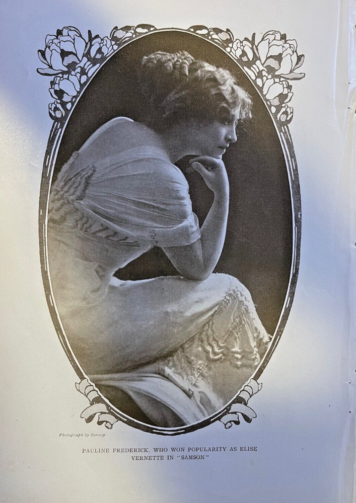 1909 Vintage Magazine Illustration Actress Pauline Frederick