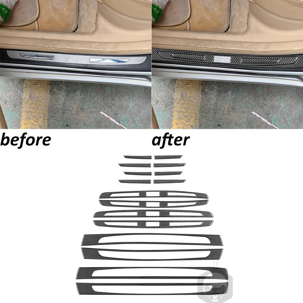 16Pcs Carbon Fiber Interior Door Sill Panel Trim For BMW 7 Series E65 E66 02-08