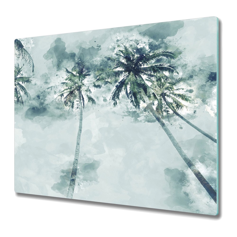 Glass Chopping Board Coconut Palm Tree In Green Tropic ion Green 60x52