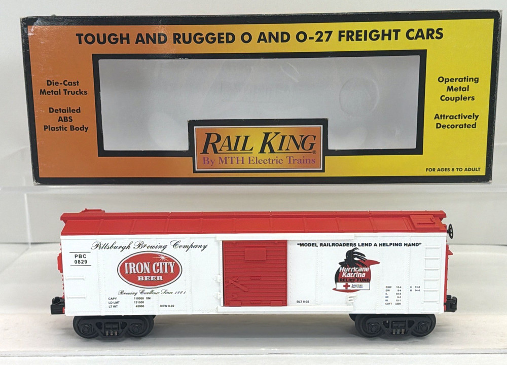 MTH RailKing 30-74340 Hurricane Katrina Iron City BoxCar Pittsburgh O Gauge New