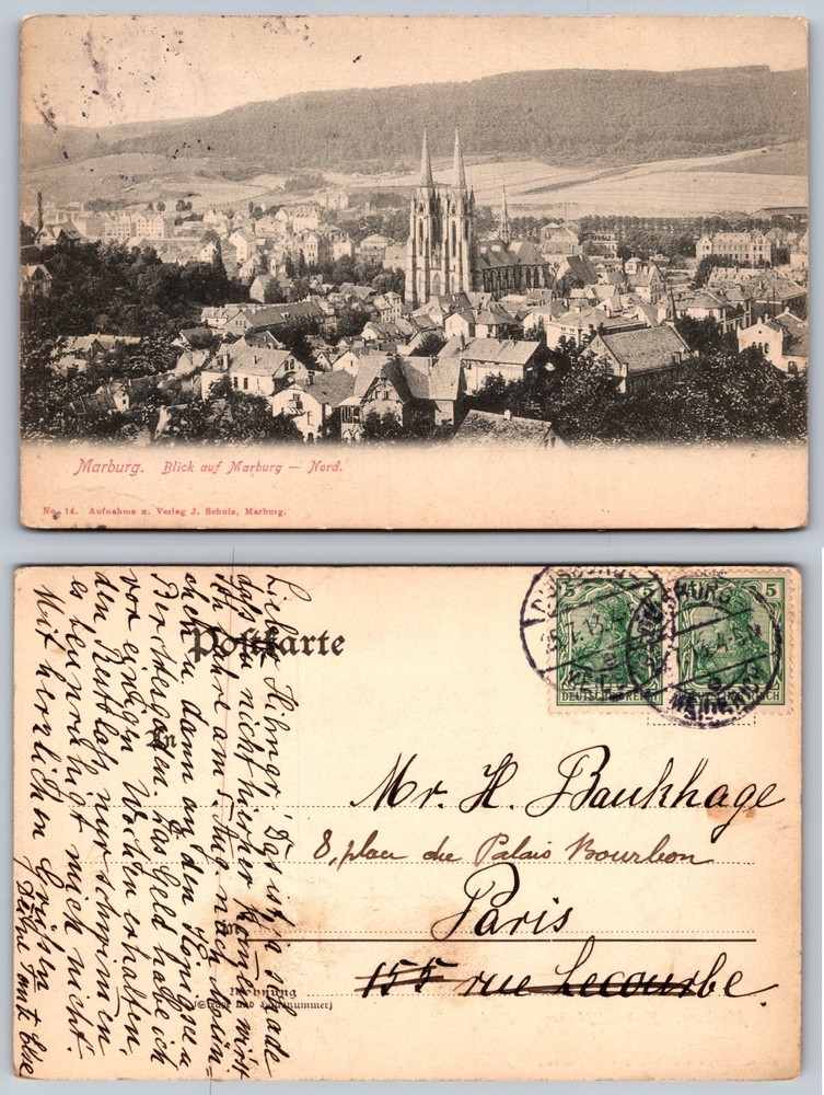 Marburg Church Towers View Germany Postcard