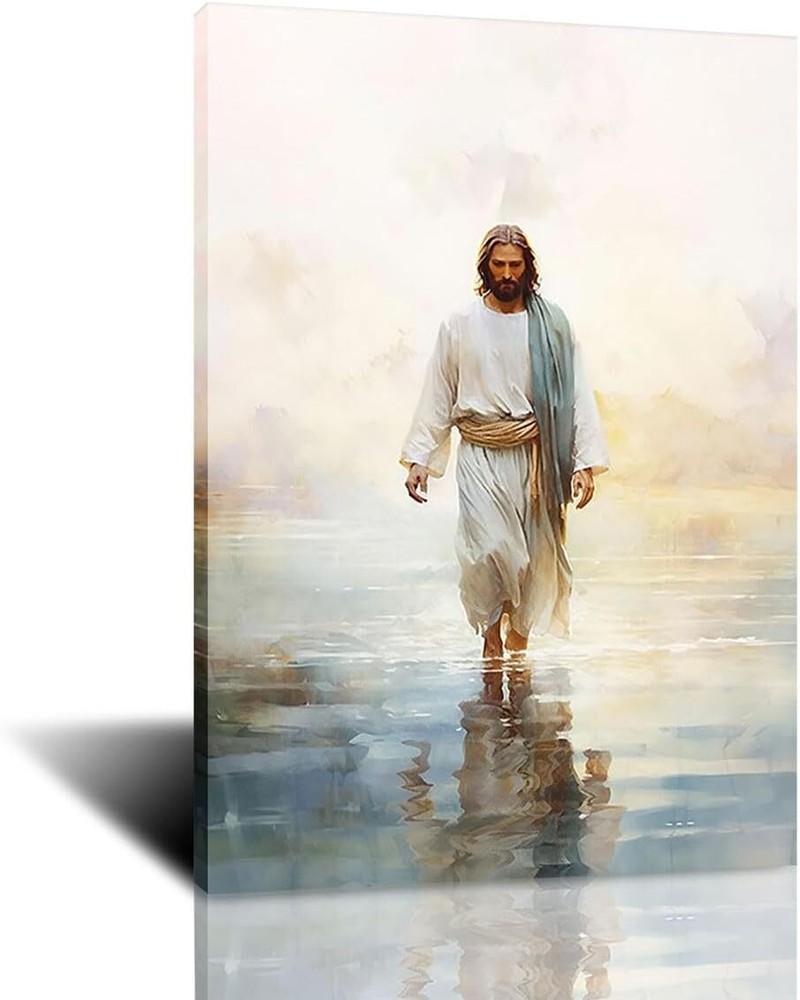 Jesus Walking on Water Bible Verse Wall Art Trendy Religious Poster Print